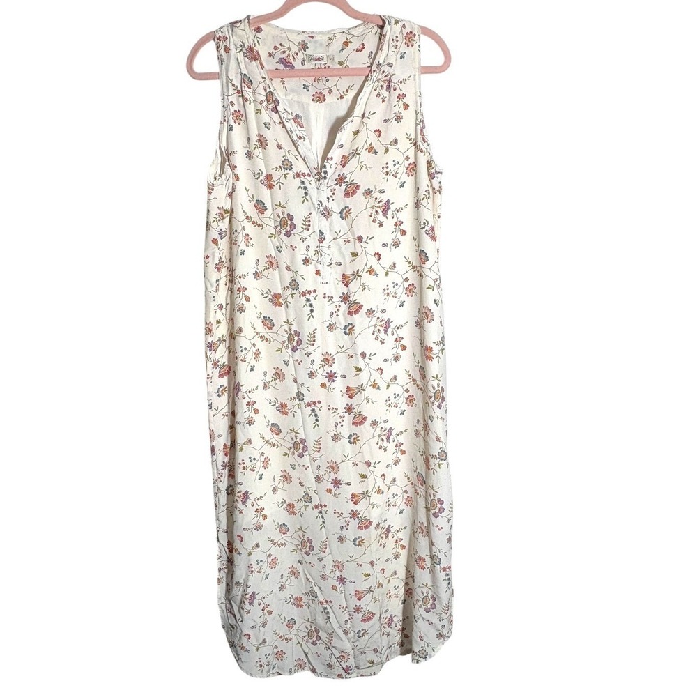 Faherty 100% Silk SLeeveless Shirtdress Popover dress Midi sz M